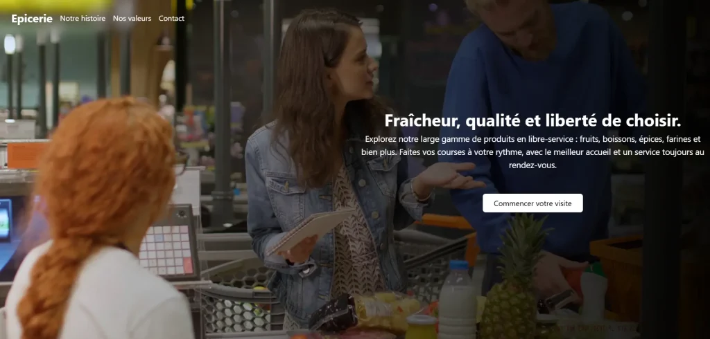 screenshot of a grocery website